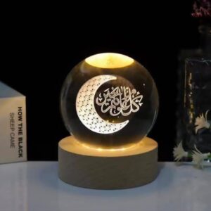 3D Crystal Ball / بلورة زجاج بحامل خشبى